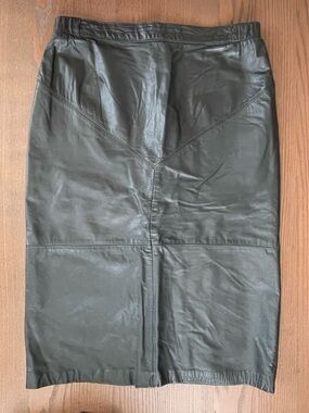 Roberta di Castelli Genuine Leather Black Pencil Skirt 16W Made in Korea EUC